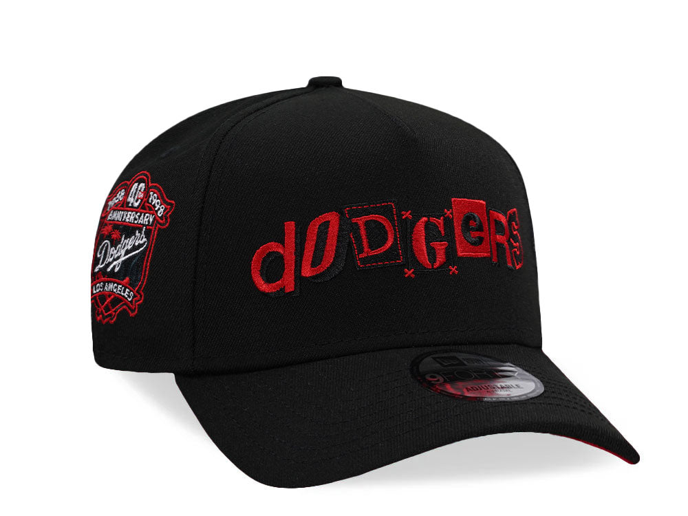 NEW ERA 9FORTY LOS ANGELES DODGERS 40TH ANNIVERSARY BLACK AND RED SCRIPT