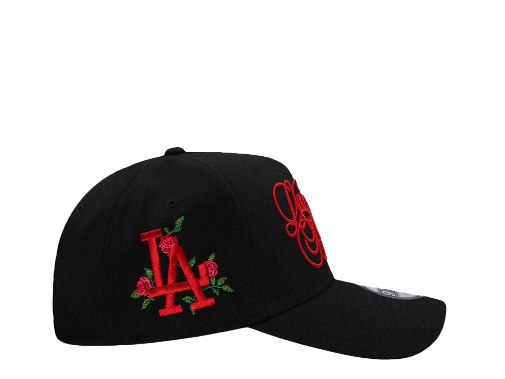 NEW ERA 9FORTY LOS ANGELES DODGERS SCRIPT BLACK AND RED ROSE