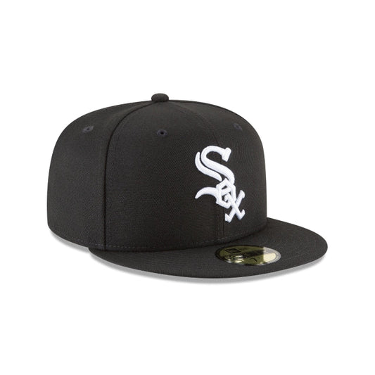 NEW ERA 59FIFTY BASICA CHICAGO WHITE SOX BLACK AND WHITE