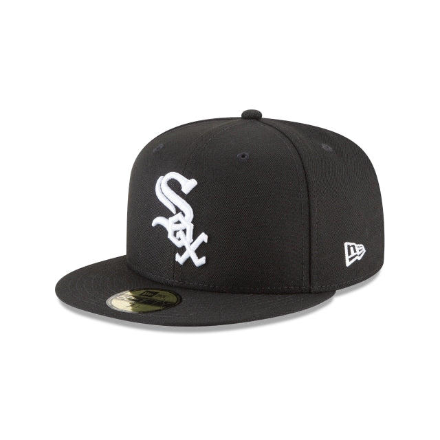 NEW ERA 59FIFTY BASICA CHICAGO WHITE SOX BLACK AND WHITE
