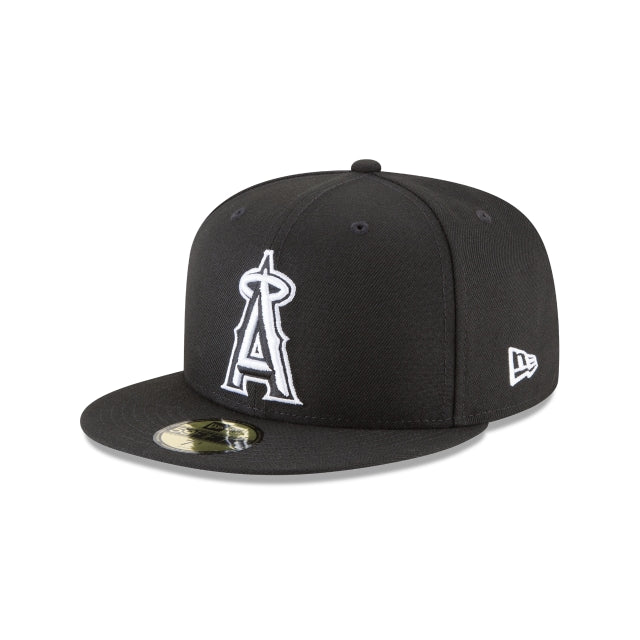 NEW ERA 59FIFTY BASICA LOS ANGELES ANGELS BLACK AND WHITE