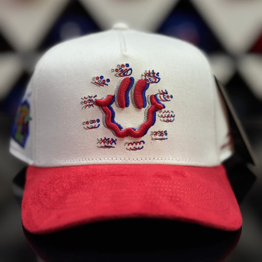 JC HATS - "HAPPY FACE BEIGE RED"